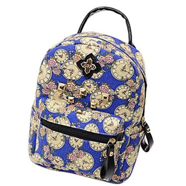 Imagem de Mochila de viagem Gaorui Flowers Vintage Mochila de lona, Azul, One Size