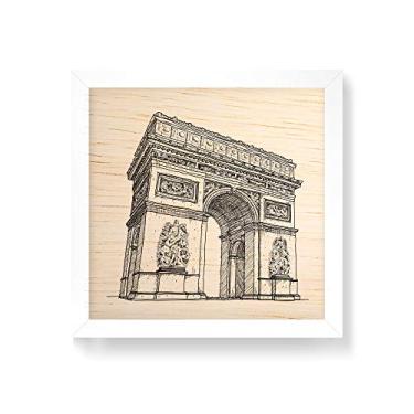 Imagem de Arte Maníacos Quadro decorativo com moldura caixa branca em Madeira - Arco do Triunfo Linhas - 30x30cm