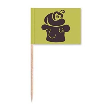 Imagem de Cereja sorvete preto contorno palito bandeiras marcador enfeite de festa