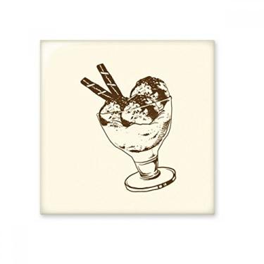Imagem de Barra de chocolate marrom bola de sorvete azulejo de cerâmica brilhante decalque pedra adornada tijolo vitrificado