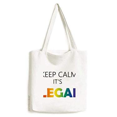 Imagem de Bolsa de lona LGBT com bandeira de arco-íris Keep Calm sacola de compras casual