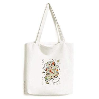 Imagem de Bolsa de lona com mapa de viagem da Coreia do Sul, bolsa de compras casual