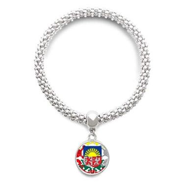Imagem de DIYthinker Latvia National Emblem Country Pulseira de prata com pingente redondo corrente de joias