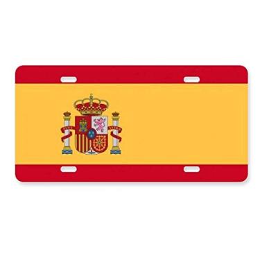 Imagem de DIYthinker Placa de licença de aço inoxidável para decoração de placa de carro com bandeira nacional da Espanha