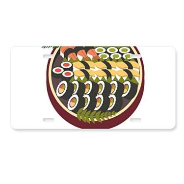 Imagem de DIYthinker Placa de licença tradicional japonesa saborosa de sushi, decoração de aço inoxidável para automóvel