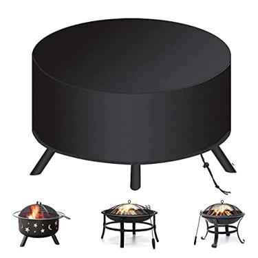 Imagem de KiKiYe Capa de fogueira para fogueira tamanho 86 cm, capa de fogueira redonda 420d resistente para área externa, impermeável, à prova de poeira, anti-UV, tecido Oxford para uso externo