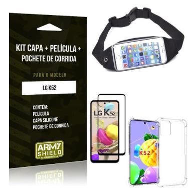 Imagem de Kit Pochete Lg K52 Pochete + Capinha Anti Impacto + Película De Vidro
