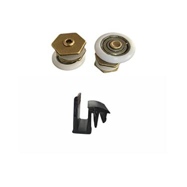 Imagem de Kit com 2 Roldanas Excêntricas de Latão e 1 Guia Deslizante em Nylon para Box de Vidro Temperado 8mm – Fácil Instalação, Cores Branco, Preto, Bronze e Cinza – Alta Durabilidade