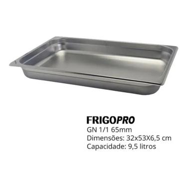 Imagem de Cuba Gastronômica de Inox GN 1/1 de 65 mm com Tampa  FrigoPro