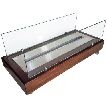Imagem de Lareira Eco Álcool Nova - Madeira Escura Com Queimador 70Cm