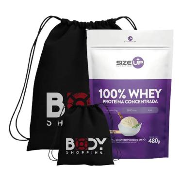 Imagem de 100% WHEY PROTEIN PURE 480G + MOCHILA IMPERMEAVEL ESPORTIVA PRETA - SIZE UP (BAUNILHA)-Unissex