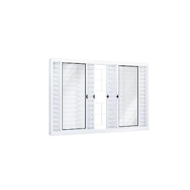 Imagem de Janela de Correr Aço Veneziana 6 Folhas com Grade Quadrada Riobras 100cmx100cm Branco