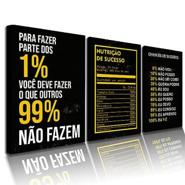 Imagem de Kit 3 Quadros Grandes Frases Motivacional Escritório Moderno