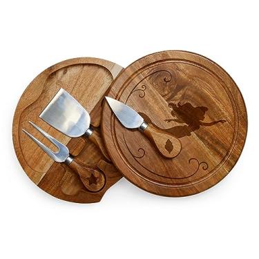 Imagem de TOSCANA - uma marca Picnic Time - Conjunto de tábua de queijo e faca de acácia Brie da Disney Little Mermaid - Conjunto de tábua de charcutaria - tábua de corte de madeira, (madeira de acácia)