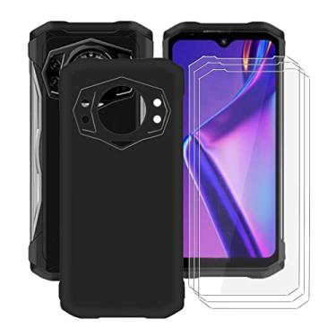 Imagem de ZXLZKQ Capa de telefone para Doogee S98 Pro (6,3 polegadas) + 3 pacotes de película protetora de vidro temperado, capa de silicone fina [à prova de choque X anti-arranhões] capa de TPU macia para Doogee S98 Pro - preta