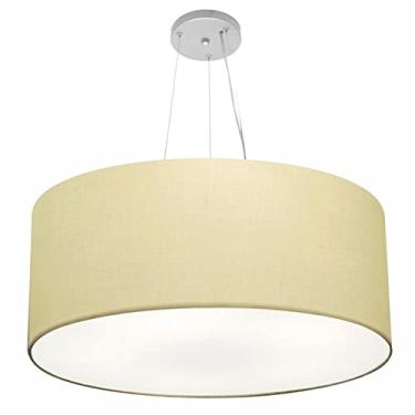 Imagem de Lustre Pendente Cilíndrico Cúpula Tecido 70x21 cm, Vivare Iluminação, Pendente4150 LA, Algodão Cru, Grande