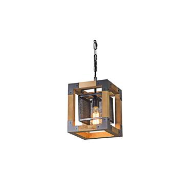 Imagem de Pendente Rústico Cubo de Madeira 1E27 20cm LA0025 Delis