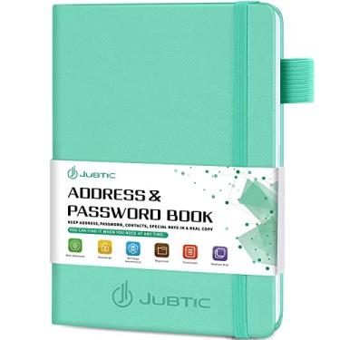 Imagem de JUBTIC Livro de endereços com abas alfabéticas, capa dura pequena agenda de telefone organizador de endereços guarda senhas, registro de endereços, diário para armazenar contatos com segurança, logins do site - verde claro