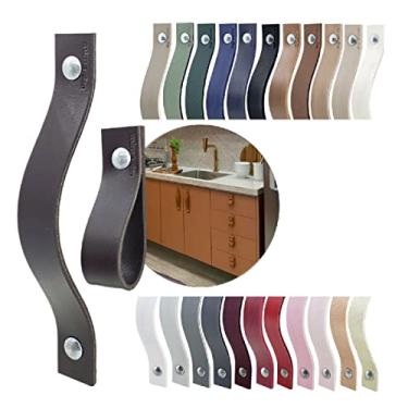 Imagem de Puxador Alça Full Parafuso para Móveis Armário Guarda Roupa Gaveta Porta Baús Caixas Bandeja Cesto Tábua Cor Textura de Couro (Marrom Escuro)