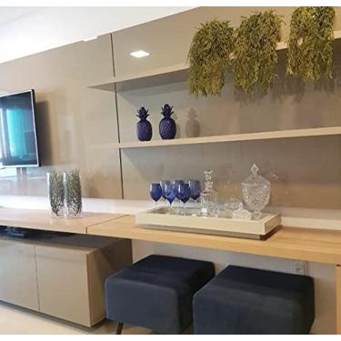 Imagem de Bandeja Branca Vidro Bebidas Decoração 60x30