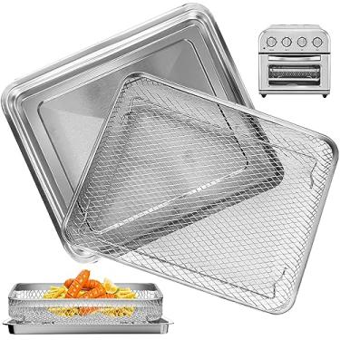 Imagem de Bandeja de reposição de cesta de fritadeira a ar para Cuisinart TOA-28 AFR-25 forno de convecção para fritadeira a ar de 26 x 23 cm peças de acessórios de rack de arame, pode ser lavado na lava-louças