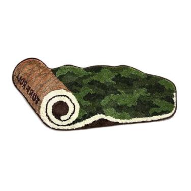 Imagem de PUIOKA Tapete de área, tapete de musgo verde, tapetes irregulares para quarto, tapete de pelúcia super macio, tapete estético