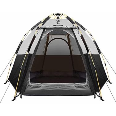 Imagem de BZTANG Barraca de acampamento para 4-6 pessoas 48 segundos montada à prova d'água, hexágono, barraca de esportes ao ar livre, abrigos de sol, barraca de cabine instantânea, design avançado de