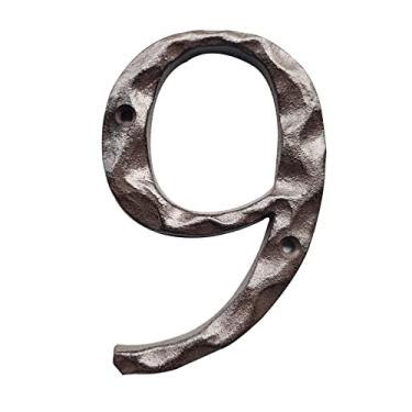 Imagem de Números de casa para exterior moderno - Número de endereço rústico de 12,7 cm / número de caixa de correio - sólido e resistente/ com parafusos correspondentes - número 9