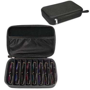 Imagem de Bukere Estojo organizador de óculos de sol de viagem, compartimento ajustável para vários óculos, caixa de armazenamento portátil para homens e mulheres, Cinza escuro, Large, Moderno/justo