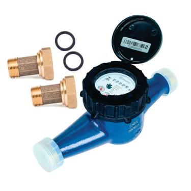 Imagem de Hidrômetro Multijato 1`` 7m³/h | Range 80 + Conjunto de Conexão 1"