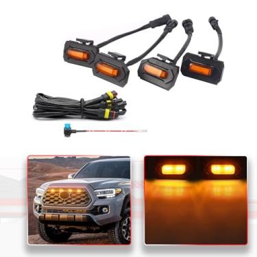Imagem de MODIPIM Âmbar Shell Luz Âmbar 4 peças Tacoma Luzes LED Grill para Toyo-ta Tacoma 2020 2021 2022 TRD Off-Road & Sprot Grade OEM com chicote de fiação