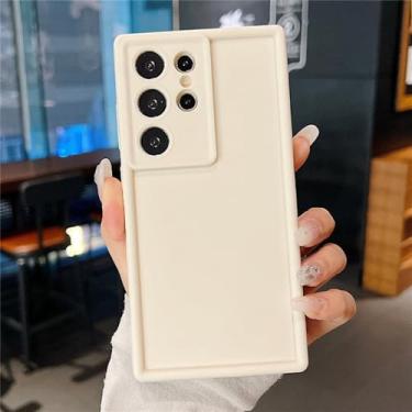 Imagem de Capa de silicone Candy Color para Samsung Galaxy S24 S23 Ultra S22 S21 Plus S20 FE A55 A54 A53 A35 A15 A52 5G Capa de telefone TPU macia, bege branco, para Samsung A14 5G
