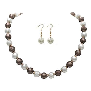 Imagem de Colar de pérolas grandes para mulheres, grande, grosso, colar de pérolas, bijuteria, simulação de pérolas, fios, corrente para casamento, festa de formatura, Banhado a ouro, Pérola sintética