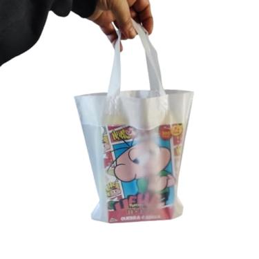 Imagem de 25 SACOLAS PLÁSTICAS MODELO ALÇA FITA MEDIDA 27X40X0,15 (TRANSPARENTE)