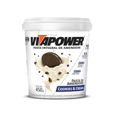 Imagem de Pasta de Amendoim Integral - 450g Cookies and Cream - Vitapower