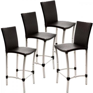 Imagem de 4 Banquetas Alta Cannes em Alumínio para Cozinha Bar Edícula