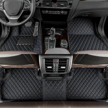 Imagem de GREATROAD Tapetes de carro de couro personalizados para BYD Song Plus 2020 produção para todas as condições climáticas, tapetes de cobertura total（PRETO-AZUL）