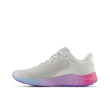 Imagem de New Balance Tênis infantil Fresh Foam Arishi v4 com cadarço, Matéria cinza/rosa de meados do século/lilás Glo, 16