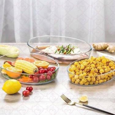 Imagem de Kit 1 Forma De Vidro Assadeira 2,4L Forno Assados Bolo Frango