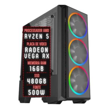 Imagem de PC Gamer 3green Force AMD Ryzen 5 16GB DDR4 Placa de vídeo Radeon RX SSD 480GB Fonte 500W 3GFO-016