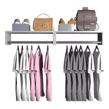 Imagem de Kit 2 Cabideiros De Parede Arara Porta Roupas Quarto Closet
