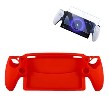 Imagem de Case Capa Skin Silicone Antiderrapante + Película Vidro Temperado Dureza 9H Compatível com Ps Portal (Vermelho)