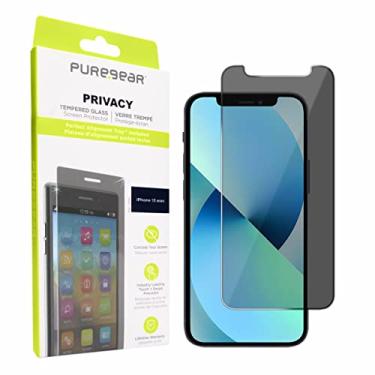 Imagem de PureGear Protetor de tela de vidro temperado de privacidade bidirecional compatível com Apple iPhone 13 Mini (2021) 5,4 polegadas, bandeja de instalação de auto-alinhamento, sensível ao toque, compatível com capas, revestimento anti-impressão digital, substituição vitalícia, protege sua privacidade 