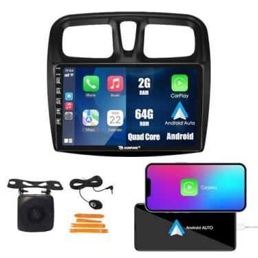 Imagem de Car CarPlay Android Navegação Automática Rádio GPS Estéreo Câmera Reversa Tela IPS Touchscreen Tablet Pad Media Player para Renault Sandero Symbol 2015-2020, se aplicável Quad Core 2G + 64G