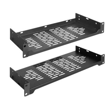 Imagem de RIVECO 2 prateleiras de rack de 15 cm para rack e armários de rede de 48 cm, bandeja de cantilever ventilada com prateleira de montagem em rack de 1U, para servidores, equipamentos de TI e som