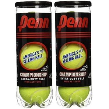 Imagem de Penn Bolas de tênis para cabeça de alta altitude campeonato – Pacote com 2 6 bolas amarelas – Aprovado pela USTA e ITF – Bola oficial das ligas da Associação de Tênis dos Estados Unidos – Borracha natural para jogos consistentes