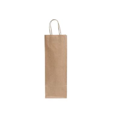 Imagem de Sacolas de Papel Kraft (14x8x39cm). Sacolinhas P/ Garrafas de Vinho Be