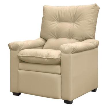 Imagem de Poltrona do Papai Reclinável Imperador Couro Facto Bege Areia - SOFA S