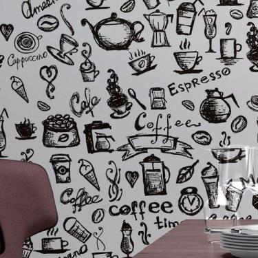 Imagem de Papel De Parede Vinílico Lavável Cozinha Gourmet Café Branco - PAPELEP