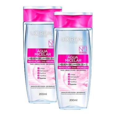 Imagem de Kit 2 Água Micelar L'oréal Solução de Limpeza 5 em 1 200ml - Loreal
